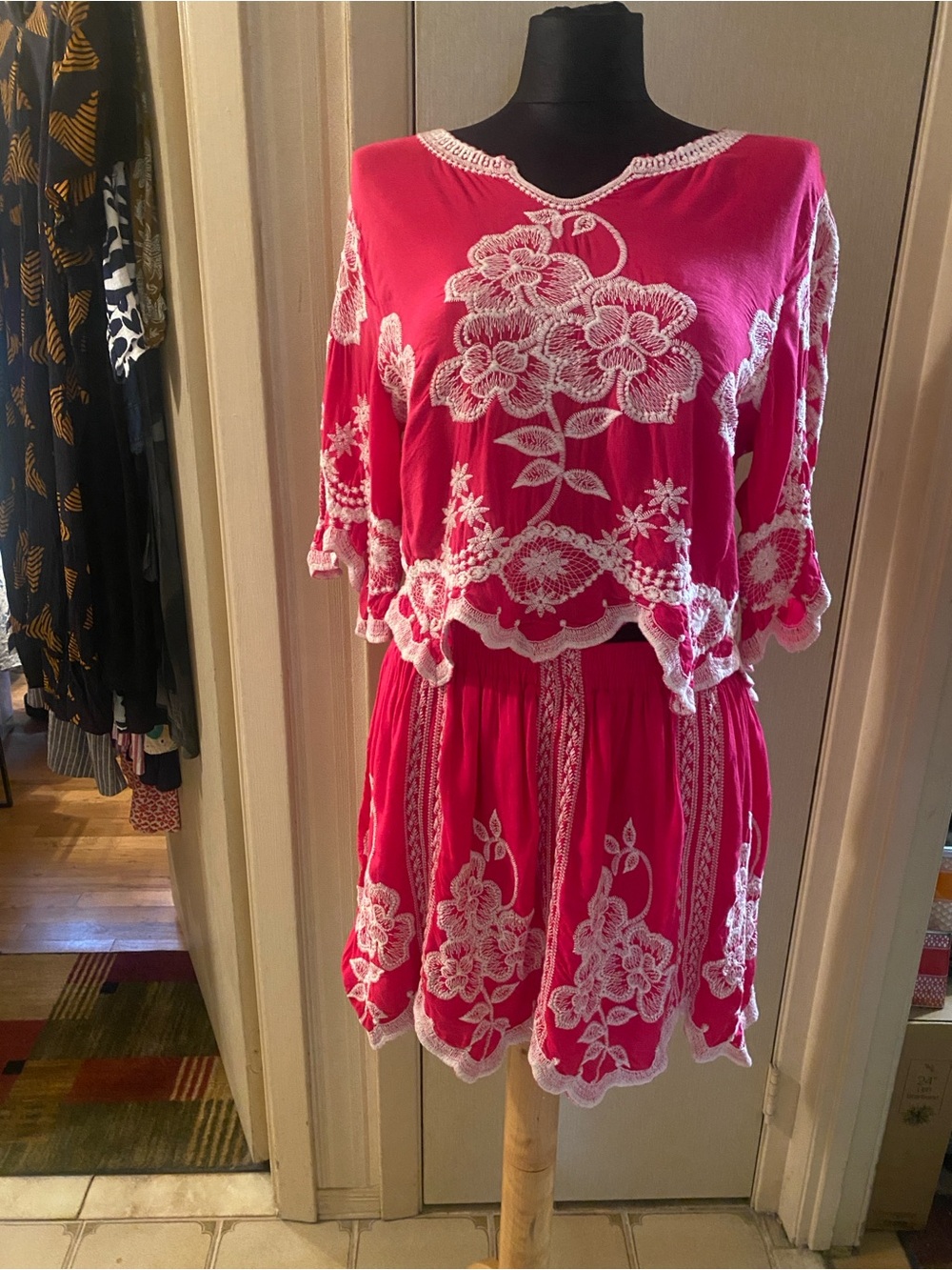 Solitaire Hot Pink Embroidered Skirted Two-Piece